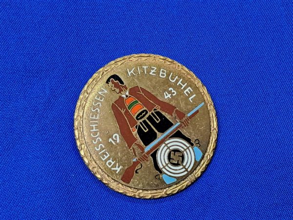 german-world-war-two-shooting-medal-badge-gold-master-wreath-kreis-kitzbuhel-enamel