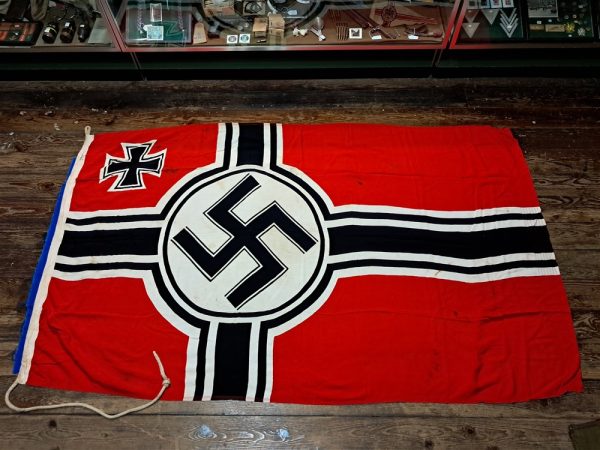 german-world-war-two-naval-flag-kriegsmarine-large-with-wear-and-a-few-holes-great-display-and-solid-with-ropes