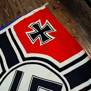 german-world-war-two-naval-flag-kriegsmarine-large-with-wear-and-a-few-holes-great-display-and-solid-with-ropes