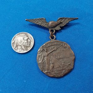 world-war-one-city-medal-from-new-jersey-bronze-eagle-with-hanging-medal-1919-dated-irvington