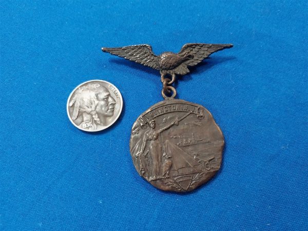 world-war-one-city-medal-from-new-jersey-bronze-eagle-with-hanging-medal-1919-dated-irvington