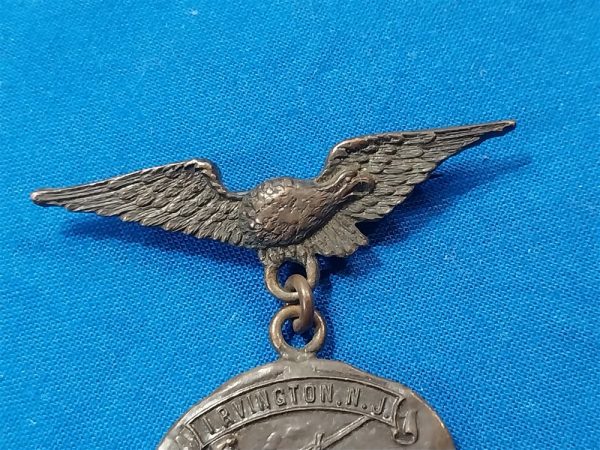 world-war-one-city-medal-from-new-jersey-bronze-eagle-with-hanging-medal-1919-dated-irvington