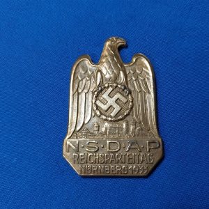 world-war-two-german-socialist-party-pin-from-1933-in-nurnberg-day-rally-solid-bronze-detached-pin