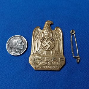 world-war-two-german-socialist-party-pin-from-1933-in-nurnberg-day-rally-solid-bronze-detached-pin