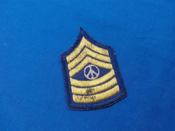 vietnam-era-original-peace-sargent-patch-stripes-with-sign-in-the-middle-yellow-and-blue-for-party-hats