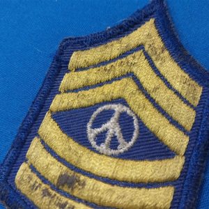 vietnam-era-original-peace-sargent-patch-stripes-with-sign-in-the-middle-yellow-and-blue-for-party-hats