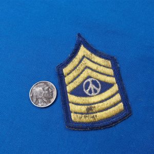 vietnam-era-original-peace-sargent-patch-stripes-with-sign-in-the-middle-yellow-and-blue-for-party-hats