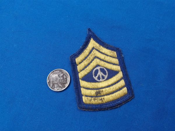 vietnam-era-original-peace-sargent-patch-stripes-with-sign-in-the-middle-yellow-and-blue-for-party-hats