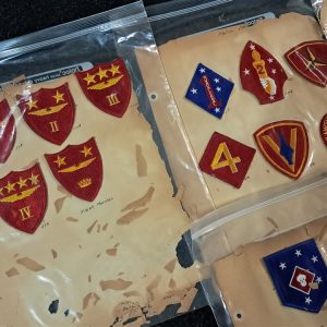 world-war-two-marine-corps-original-patch0set-collection-scrap-book-pasted-original-unissued-complete-41-total