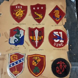 world-war-two-marine-corps-original-patch0set-collection-scrap-book-pasted-original-unissued-complete-41-total