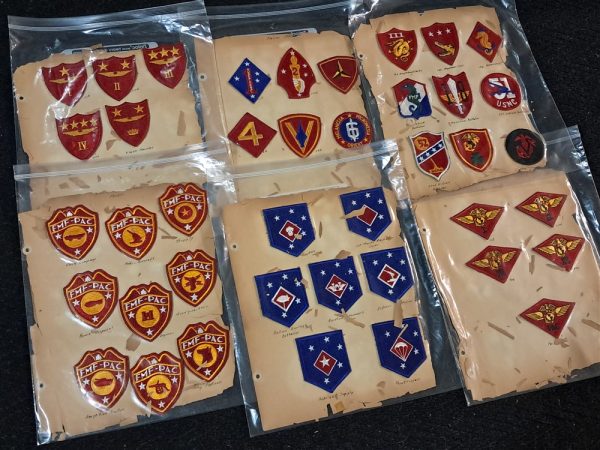 world-war-two-marine-corps-original-patch0set-collection-scrap-book-pasted-original-unissued-complete-41-total