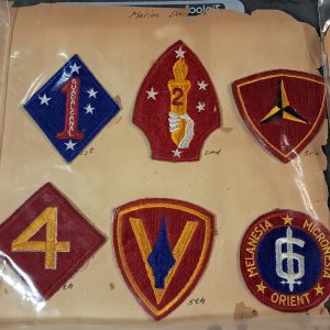 world-war-two-marine-corps-original-patch0set-collection-scrap-book-pasted-original-unissued-complete-41-total