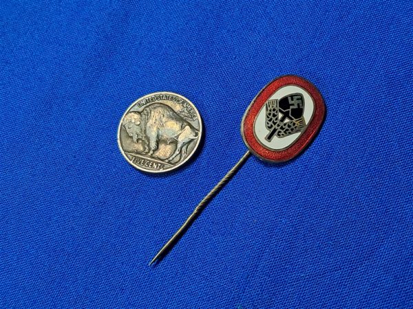 world-war-two-german-nazi-stick-pin-for-labor-r-a-d-with-twist-in-pin-maker-marked-back-members-with-great-enamel