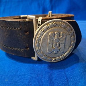 german-world-war-two-belt-buckle-and-belt-red-cross-leader-set-marked-large-size-47-inches-leather