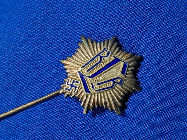 german-world-war-two-stickpin-r-l-b-member-1st-pattern-large-sunburst-with-enamel-letters-maker-marked