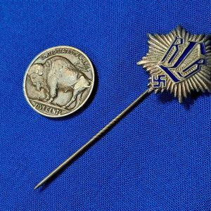 german-world-war-two-stickpin-r-l-b-member-1st-pattern-large-sunburst-with-enamel-letters-maker-marked