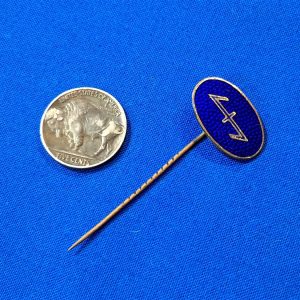 german-world-war-two-stick-pin-wolf-hook-wolfsangel-on-blue-enamel-oval-twisted-wire-correct