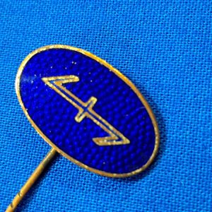 german-world-war-two-stick-pin-wolf-hook-wolfsangel-on-blue-enamel-oval-twisted-wire-correct