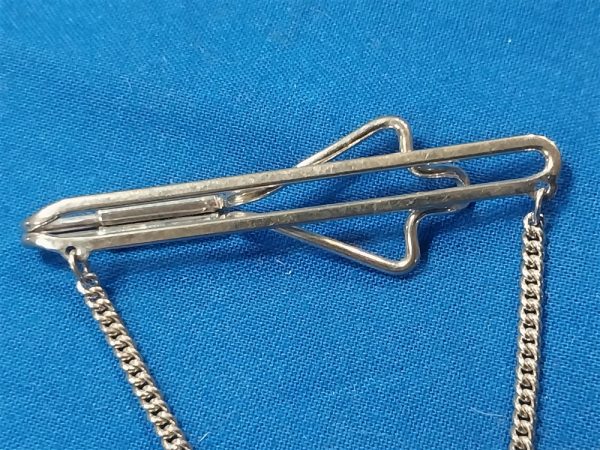 world-war-two-mans-tie-clip-pin-for-uniform-with-chain-and-propellor-fancy-priviate-purchase-sterling-silver