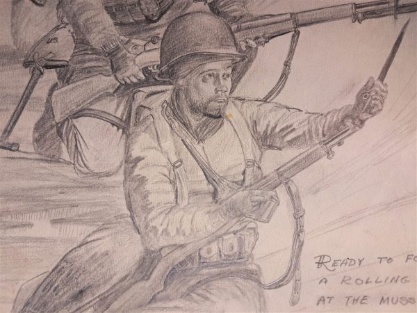 world-war-two-original-battlefield-drawing-by-bremmett-echo-hawk-pawnee-warrior-at-anzio-italy