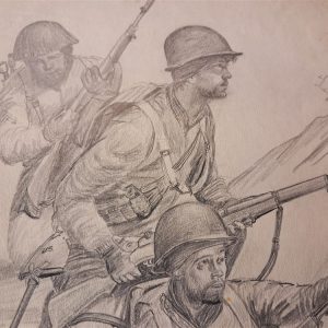 world-war-two-original-battlefield-drawing-by-bremmett-echo-hawk-pawnee-warrior-at-anzio-italy