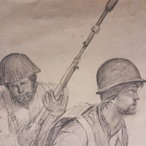 world-war-two-original-battlefield-drawing-by-bremmett-echo-hawk-pawnee-warrior-at-anzio-italy