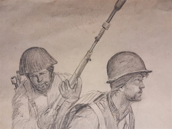 world-war-two-original-battlefield-drawing-by-bremmett-echo-hawk-pawnee-warrior-at-anzio-italy