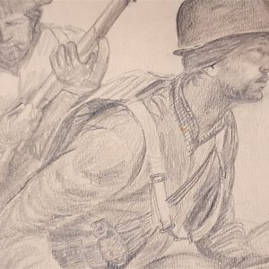 world-war-two-original-battlefield-drawing-by-bremmett-echo-hawk-pawnee-warrior-at-anzio-italy