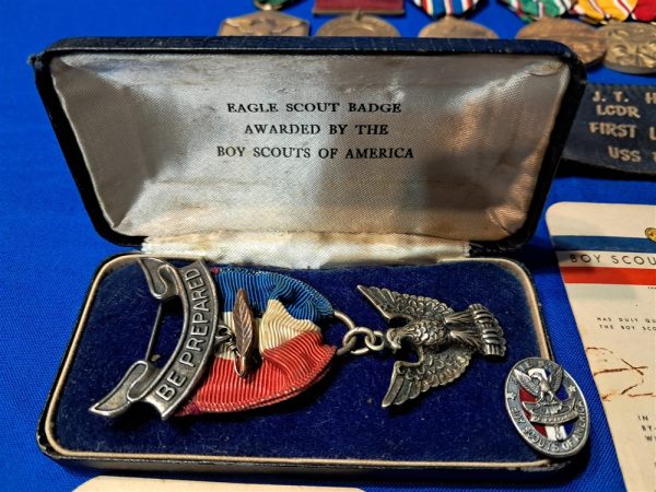 world-war-two-navy-veterans-eagle-scout-grouping-medals-papers-ribbons-awards-boxes-badges-and-lots-of-extras-1947-awarded-over-18-years-old-at-time-of-gaining