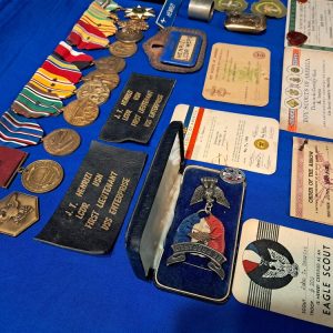 world-war-two-navy-veterans-eagle-scout-grouping-medals-papers-ribbons-awards-boxes-badges-and-lots-of-extras-1947-awarded-over-18-years-old-at-time-of-gaining