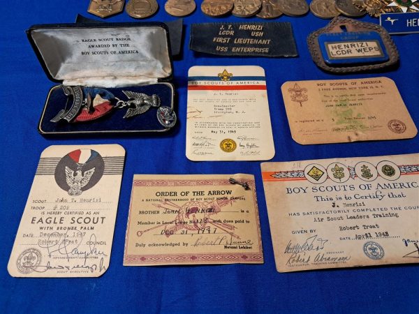 world-war-two-navy-veterans-eagle-scout-grouping-medals-papers-ribbons-awards-boxes-badges-and-lots-of-extras-1947-awarded-over-18-years-old-at-time-of-gaining