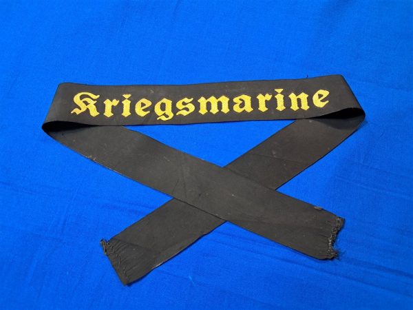 german-world-war-two-kriegsmarine-navy-naval-cap-tally-gold-and-black-silk-type-material-bright-colors-no-damage