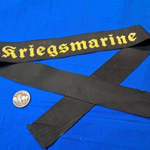 german-world-war-two-kriegsmarine-navy-naval-cap-tally-gold-and-black-silk-type-material-bright-colors-no-damage