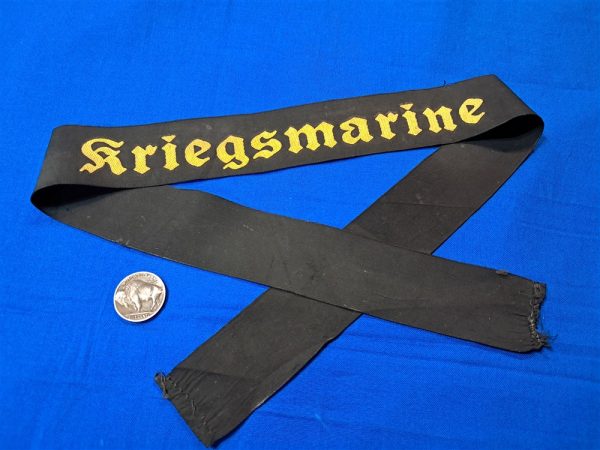 german-world-war-two-kriegsmarine-navy-naval-cap-tally-gold-and-black-silk-type-material-bright-colors-no-damage