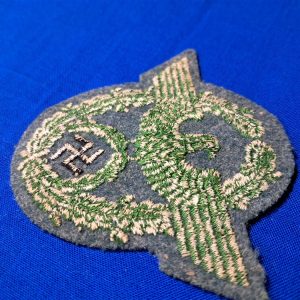 german-world-war-two-gendarmerie-police-sleeve-patch-for-uniform-embroidered-green-eagle-on-police-blue-wool