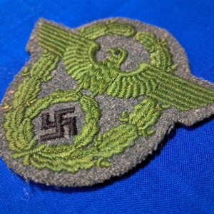 german-world-war-two-gendarmerie-police-sleeve-patch-for-uniform-embroidered-green-eagle-on-police-blue-wool