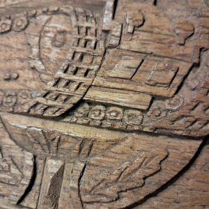 german-world-war-two-oak-wook-carving-of-tank-assault-badge-large-very-detailed