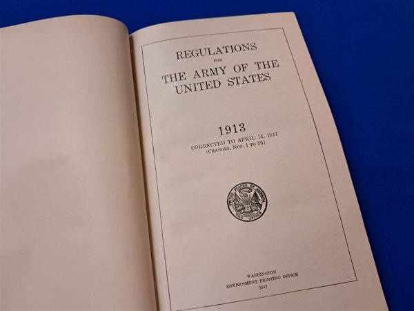 world-war-one-army-official-regulations-1917-dated-with-loose-changes-in-back-excellent-condition-hard-cover