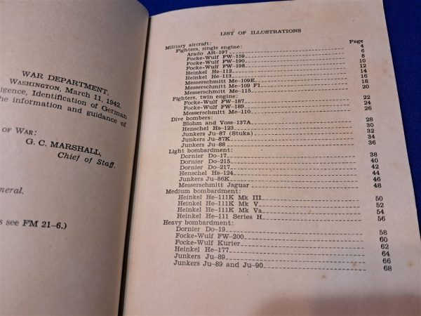 world-war-two-manual-field-for-identification-of-german-planes-1942-dated-early