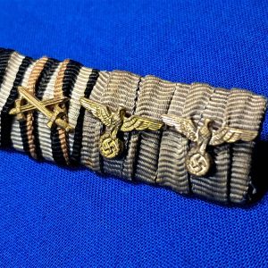 german-world-war-one-and-two-four-place-ribbon-bar-with-original-mount-and-pin-good-conduct-iron-cross