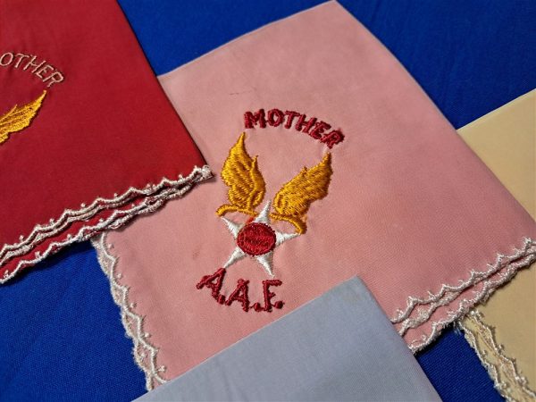 world-war-two-set-of-4-hand-ker-chiefs-from-the-army-air-corps-mother-embroidered-sweetheart-different-colors