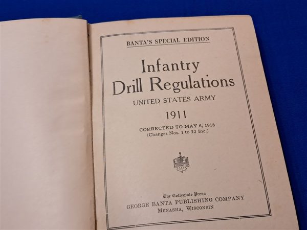 world-war-one-infantry-drill-regs-regulations-1911-updated-to-may-1918-published-by-banta-with-questions-section