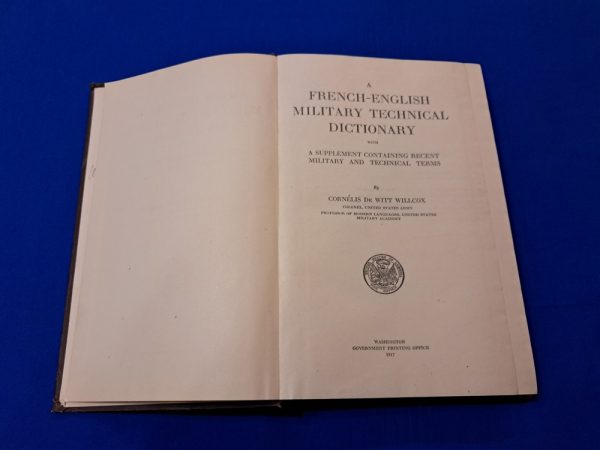 world-war-one-french-english-technical-terms-dictionary-military-war-document-95-brown-large-hard-cover-over-580-pages