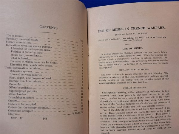 world-war-one-manual-on-tunneling-mines-trench-war-fare-1917-dated-12-pages-secret-scarce