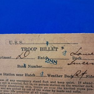 world-war-one-troop-ticket-for-santa-cesillia-transport-ship-soldiers-bunk-number