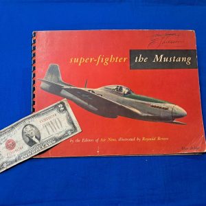 world-war-two-book-called-super-fighter-the-mustang-with-diagrams-photos-drawings-and-sensitive-information-published-early-1945-color-soft-cover-ring-bound