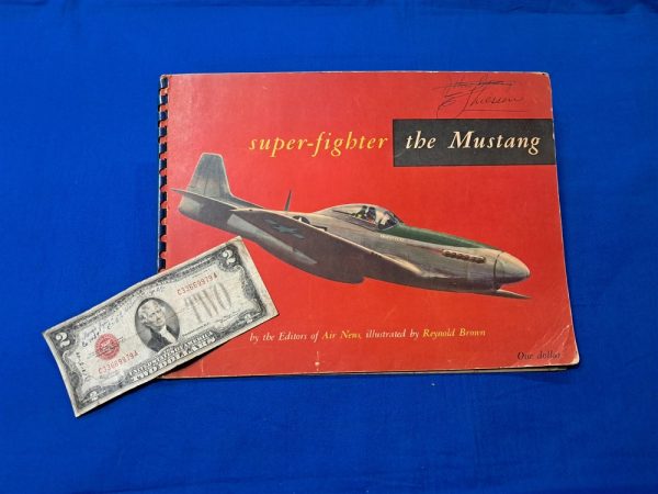 world-war-two-book-called-super-fighter-the-mustang-with-diagrams-photos-drawings-and-sensitive-information-published-early-1945-color-soft-cover-ring-bound