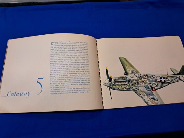 world-war-two-book-called-super-fighter-the-mustang-with-diagrams-photos-drawings-and-sensitive-information-published-early-1945-color-soft-cover-ring-bound