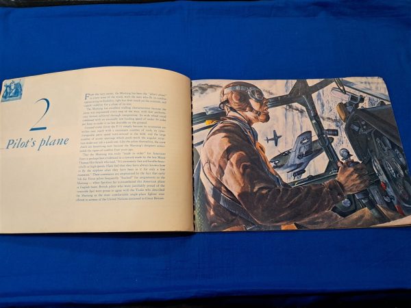 world-war-two-book-called-super-fighter-the-mustang-with-diagrams-photos-drawings-and-sensitive-information-published-early-1945-color-soft-cover-ring-bound