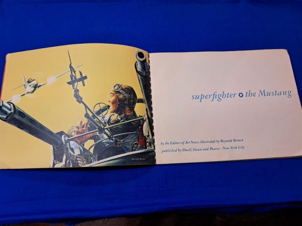 world-war-two-book-called-super-fighter-the-mustang-with-diagrams-photos-drawings-and-sensitive-information-published-early-1945-color-soft-cover-ring-bound